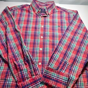Vineyard Vines Slim Fit Whale Plaid Long Sleeve Medium Shirt Button Down